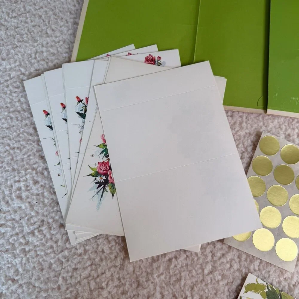Vintage Floral Stationery Set “Just a Note” Current Roses Daisies Cards Set 14
